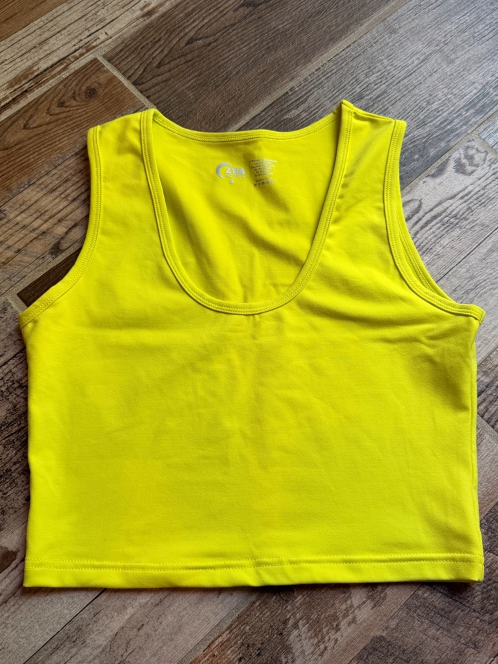 ZYIA Bright Yellow Scoop Neck Crop Tank